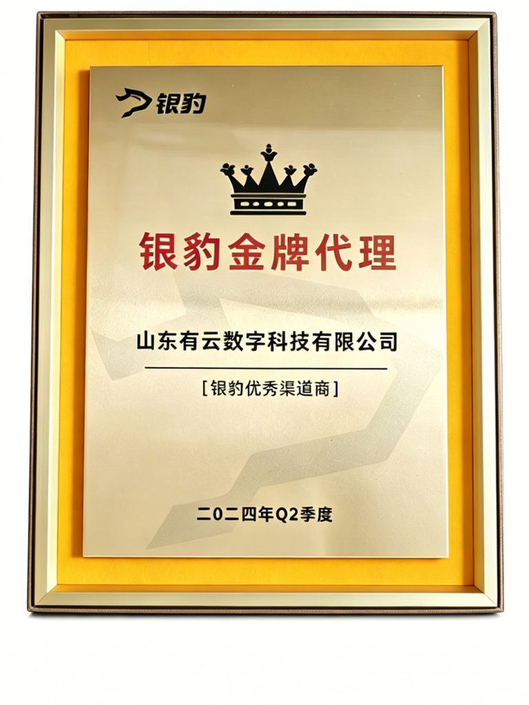银豹金牌代理授权牌（2024年Q2季度）-山东有云数科