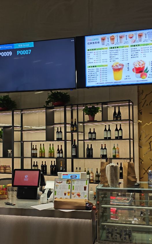 门店前台双电子价屏、菜单展示实拍